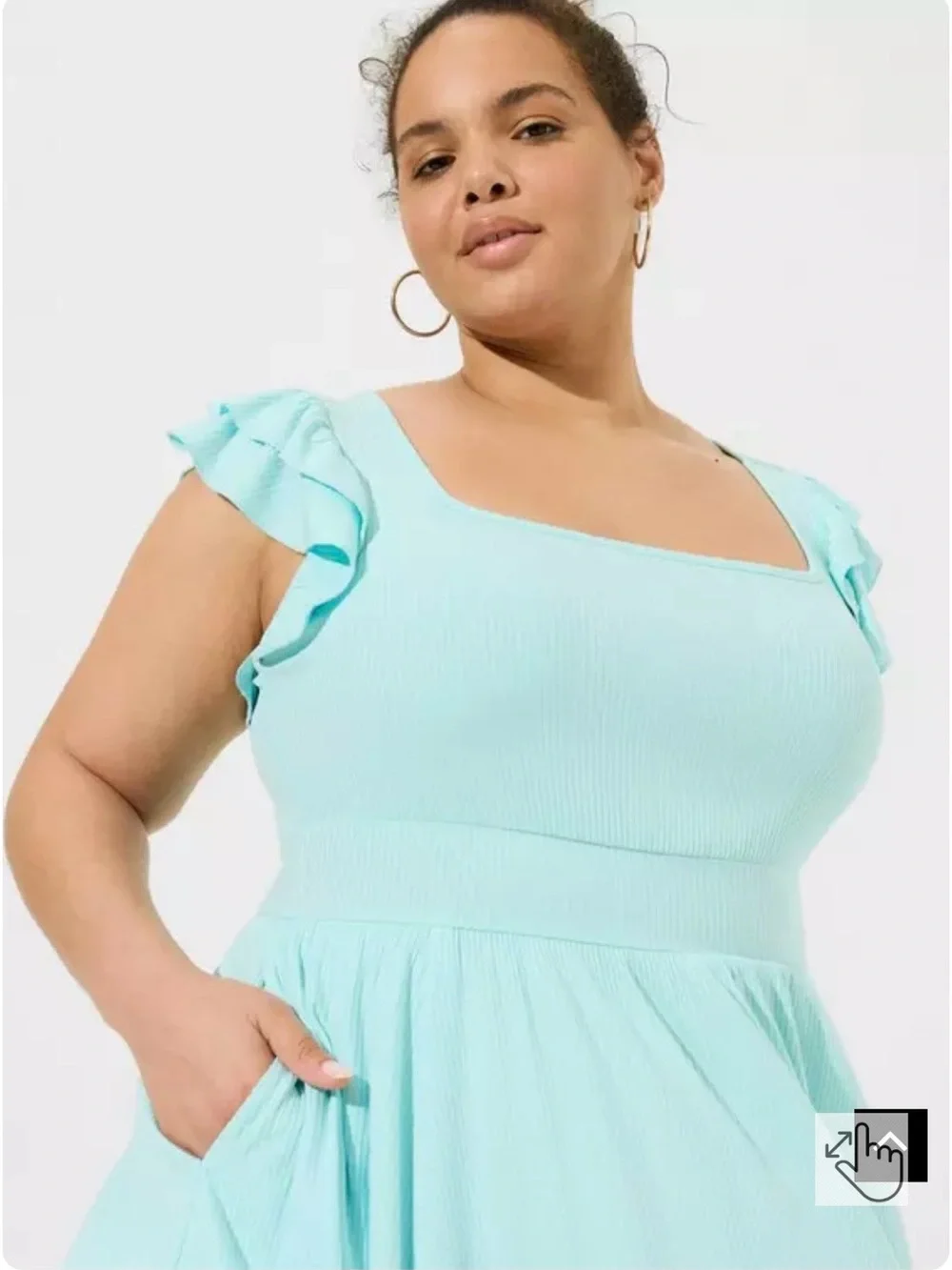Torrid Mini Rib Knit Ruffle Skater Dress size 6 🩵 - Picture 3 of 6